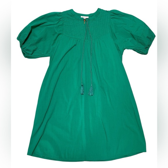 Knox Rose Pleasant Green A-Line Short Puff Sleeve Dress - Picture 2 of 9
